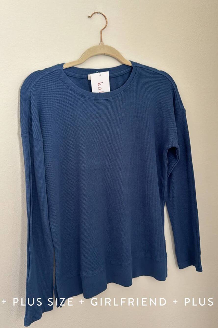 NEW MODODOC women's crew neck boxy top in slate